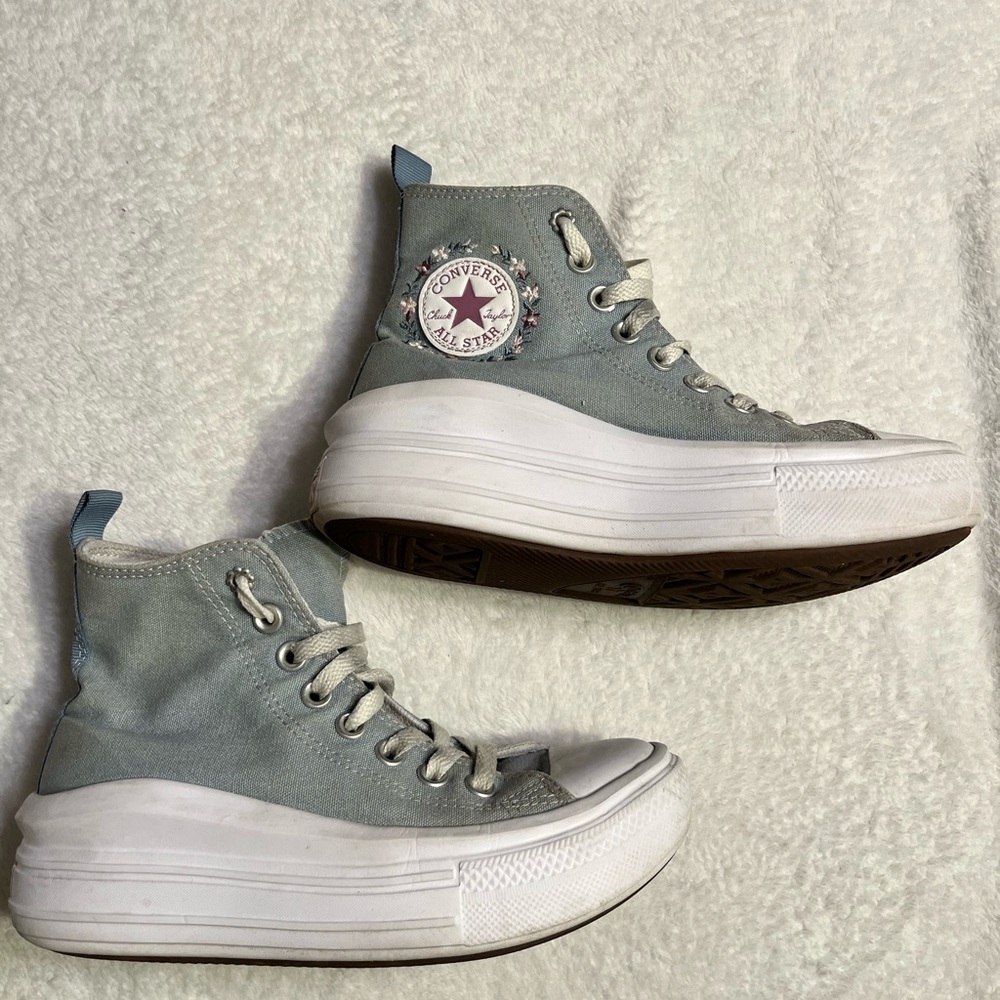 Converse High-Top Platform Sneakers in Pale Blue